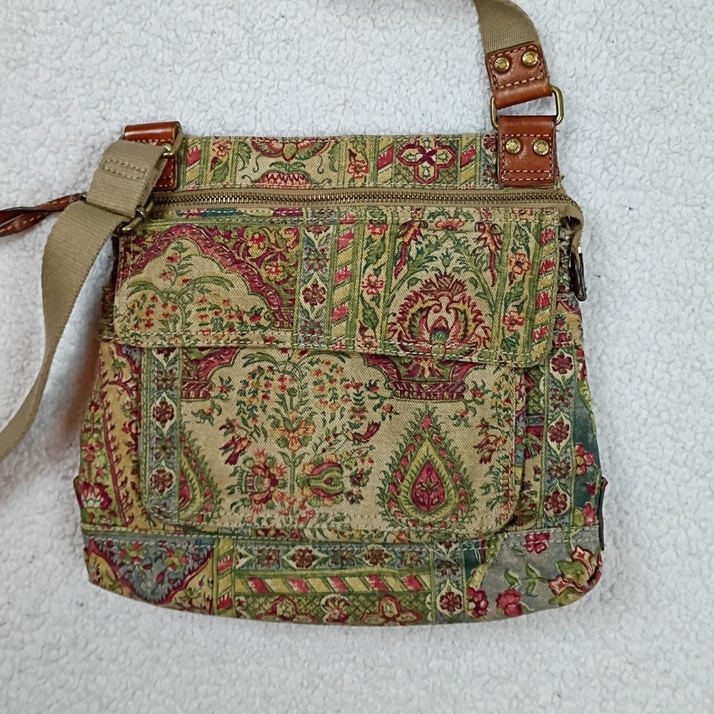Fossil Crossbody Bag Womens Small Multicolor Floral Paisley Tapestry Canvas - Picture 3 of 8